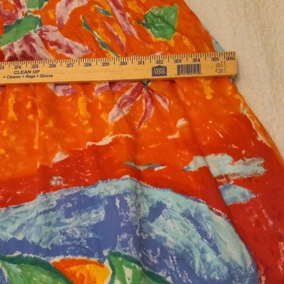 Lauren Ralph Lauren Skirt 22W Watercolor Floral Leaf Print Vibrant Art to Wear - Picture 11 of 12